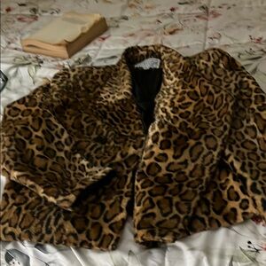 Saks Fifth Avenue Animal Print Teddy Jacket